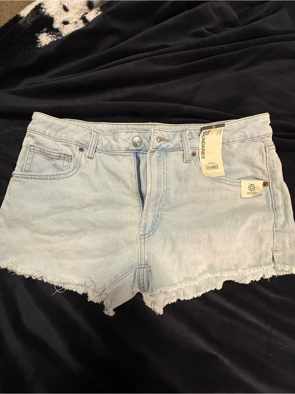 No Boundaries Light Blue Frayed Hem Denim Shorts